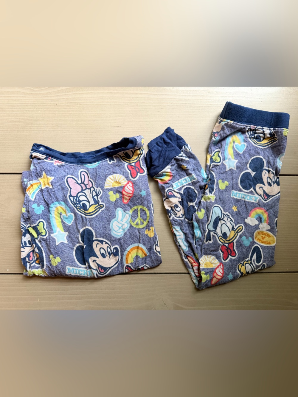 LS Kids' Navy Blue Pajama Set - Mickey & Friends